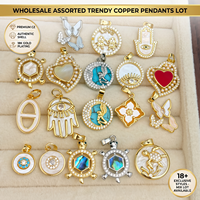 Pendentifs en cuivre plaqué or 18 carats en gros, micro-pavés CZ, breloques œil porte-bonheur, tortue, papillon, coquillage pour la fabrication de bijoux DIY et colliers