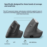Logitech Lift Vertical Mouse Nirkabel Senyap untuk Seri Ergonomis untuk Wanita Model LIFT Backlit
