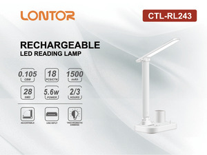 LONTOR RL243モダンな充電式LEDデスクランプウォームホワイトライトフレキシブルE26電球ベースABS/プラスチックボディバッテリー読書室用 - Product Image 3