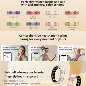 Bague connectée tendance en acier inoxydable, étanche 5 ATM, avec suivi de la fréquence cardiaque, de l'oxygène sanguin, du sommeil et du <span class=keywords><strong>cycle</strong></span> <span class=keywords><strong>menstruel</strong></span>, pour le sport et le fitness, avec étui - Product Image 4