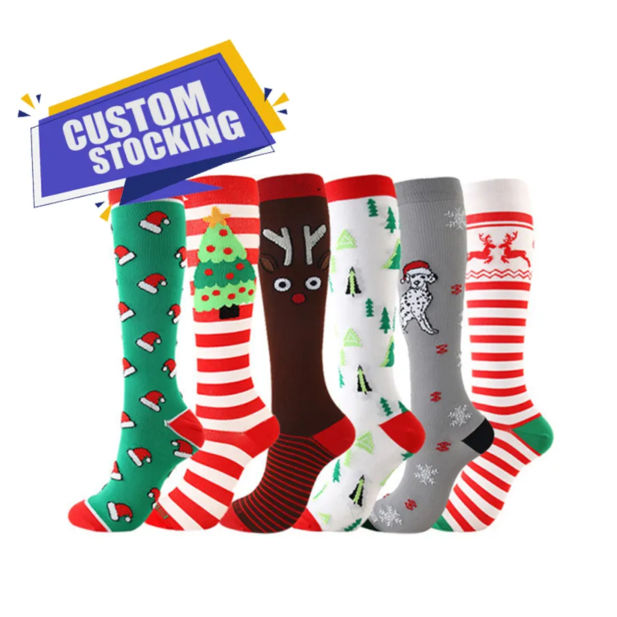 Wholesale Customized Sports Compression Calf Socks Custom Design Logo Knee High Socks For Women