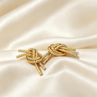 Boucles d'oreilles en fil torsadé pour femmes, plaqué or 18K, argent sterling 925, hypoallergénique, irrégulier