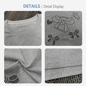 Vestido de punto acanalado con lazo de diamantes de imitación plateados para mujer, manga larga, estilo suéter holgado, informal, túnica femenina - Product Image 6