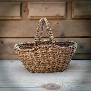 Panier en jacinthe d'eau de style français antique avec deux poignées pivotantes, panier de marché tissé à la main pour la décoration de ferme - Product Image 2