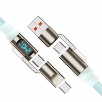 Cable de Datos de Carga Súper Rápida 4 en 1 de Silicona Líquida de 240 W con Pantalla Digital Inteligente