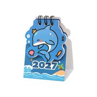 Calendrier de bureau mini 2027 animaux mignons, forme irrégulière, reliure spirale, calendrier de table portable, papeterie étudiante, vente en gros
