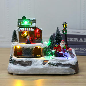 Maison de <span class=keywords><strong>noel</strong></span> animée populaire, éclairage en fibre optique, noël, Led illuminé, musicale, résine, village, maison avec Led multicolores - Product Image 5