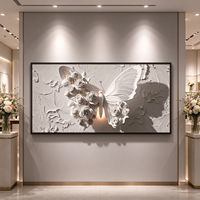 Impression sur toile avec cadre en bois contemporain, motif animalier blanc texturé, pour décoration murale de salon, chambre et maison