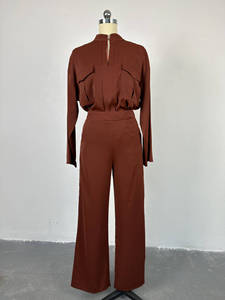 ชุดเซ็ต 2 ชิ้น เสื้อคอวีแขนยาวลำลองและกางเกงขายาวทรงกว้างสำหรับผู้หญิง คอลเลคชั่นใหม่รับฤดูใบไม้ผลิ แฟชั่น - Product Image 4