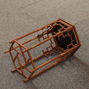 Soporte de Bambú Hecho a Mano para Flores, Mesa Hexagonal para Mini Bonsái, Decoración del Hogar, Soporte para Plantas con Material de Revestimiento - Product Image 3