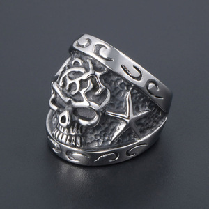 Zhanslangji's Wolf Warrior Chronicles Skull Rose Starfish <b>Titanium</b> Steel <b>Ring</b> Men's Fashion Jewelry SA799 - Product Image 3