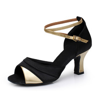 Chaussure professionnelle de danse latine noire à bout ouvert pour chaussures de danse Jazz Salsa chaussure de danse de salon pour les femmes pratiquent la compétition