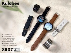 Reloj Inteligente de Alta Calidad con Correa de Metal, Cuero y Silicona, Pantalla Redonda HD de 1.53 Pulgadas, Carga Inalámbrica, SK37, para Hombre - Product Image 4