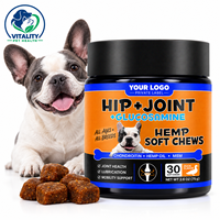 Friandises à mâcher souples OEM pour chiens, avec glucosamine, chondroïtine et chanvre, pour la mobilité des hanches, la flexibilité, la santé du cartilage et des articulations