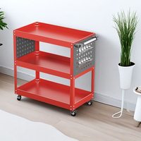 Chariot à outils métallique robuste à 3 niveaux, bleu, chariot roulant utilitaire à 4 roues, chariot de service industriel pour atelier, garage, OEM/ODM