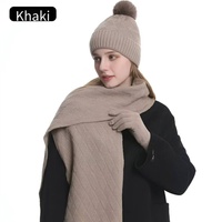 Winterliches Alpaka-Woll-Set: Mütze, Schal und Handschuhe, mittellang, normale Passform, doppellagiges Fleece, gewebt, warm, für Damen, grenzüberschreitend, 480g