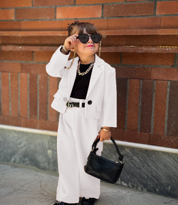 Conjunto de Dos Piezas para Niñas, Traje Casual con Pantalones, Chaqueta de Manga Larga, Pantalones y Cinturón, Tallas 90-140 cm - Product Image 5