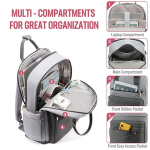 Laptop <b>Backpack</b> <b>Large</b> Capacity With Handle Modern Style Unisex Softback Shoulder Straps Zipper Closure Polyester Lining - Product Image 3