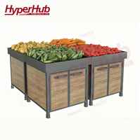 Opbergrek voor verse producten, groente-displayrek, professionele fruitrekken, metaal/hout, enkelzijdig, extra sterk