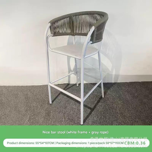 Chaise en tissu gris moderne avec dossier tissé, pieds en métal, siège rembourré, coussin inclus - Product Image 5
