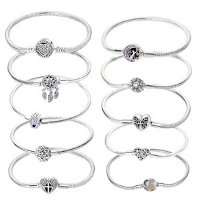 سوار ساحر مطلي بالفضة من Pulseras Originales De Plata بالخرز بفتحة كبيرة سوار ثعبان للنساء - Product Image 2