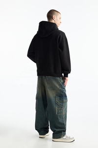 Sudadera con Capucha de Algodón Puro para la Temporada de Invierno, Sudadera Negra Extra Grande para Hombre con Hombros Caídos a Precios de Mayoreo, Sudadera Térmica para Hombre - Product Image 3