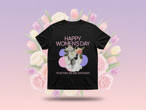 Maglietta per la Festa della Donna, T-Shirt Femminista con Stampa Digitale Floreale, Collo Tondo, Casual Primavera-Estate, 100% Cotone Jersey - Product Image 2