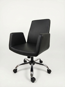 Chaise de bureau ergonomique moderne Wayon en cuir PU avec accoudoirs réglables, dossier solide, réglage par poignée, base en acier et design pivotant - Product Image 6