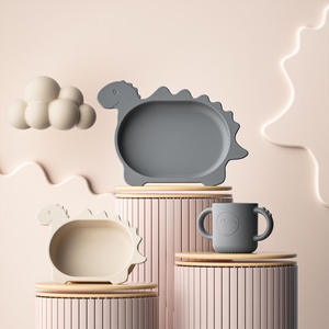 Factory Custom BPA-Free Silicone Tableware Set <b>Kids</b> <b>Dining</b> Bibs Bowls Plates Forks Spoons Supply Box for Home Travel - Product Image 1