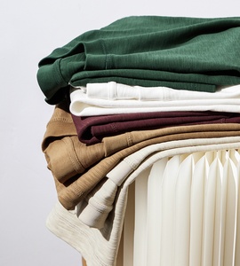 T-Shirt ricamata 3D da 300gsm 100% in cotone di bambù Unisex manica corta da uomo tinta unita oversize comoda T-Shirt - Product Image 3