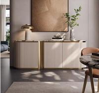 Ensemble élégant de meuble TV et table basse de luxe léger avec plateau en marbre naturel et grand espace de rangement pour salon moderne