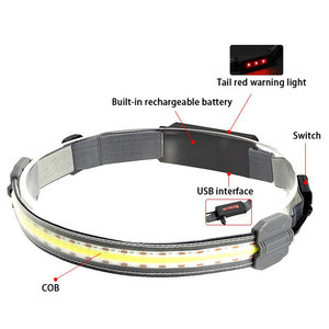 Lampe frontale à bande élastique <span class=keywords><strong>rechargeable</strong></span>, bande lumineuse de travail, lampe de poche <span class=keywords><strong>LED</strong></span> COB 40, lampe frontale de course avec bande élastique - Product Image 6