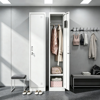 Armoire de rangement verticale autoportante en acier à quatre portes verrouillables, durable, pour chambre à coucher, vente en gros pour l'ingénierie et le commerce extérieur