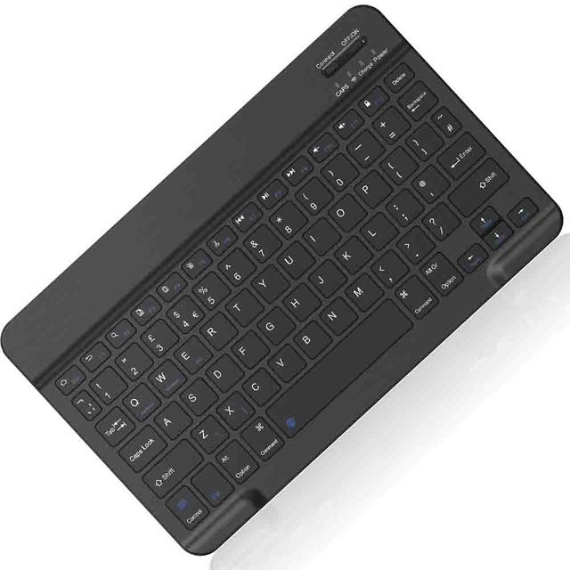 Ultra-Slim BT Keyboard Portable Mini Wireless Keyboard Rechargeable for Apple iPad iPhone Samsung Tablet Phone IOS Android 10"