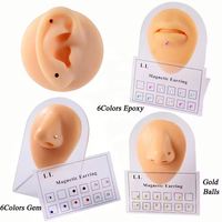 Lot de 12 boucles d'oreilles magnétiques pour tragus, cartilage, lèvre, labret – Non-percées, à clipser
