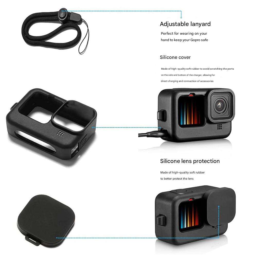 Hongdak for GoPro Accessories 9/10/11/12/13 Waterproof Housing Silicone case Filter Tempered Glass Film Float Stick Set