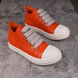 Baskets Jumbo en Cuir Véritable pour Hommes, Orange Uni, à Lacets, Chaussures Décontractées Tendance, Style Urbain pour Couples - Product Image 1
