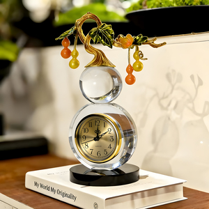 Horloge de bureau en cristal « Cinq Bénédictions » en forme de gourde, ornement créatif pour salon, entrée, meuble TV, cave à vin - Product Image 2