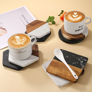 USA In-Stock 10MM Thick Elegant Classic Style Natural Acacia Wood Marble <b>Coaster</b> Laser Engraving Blanks Functional Drink - Product Image 4