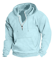 Sweat-shirt à capuche slim et tendance pour homme, motif uni, style décontracté, avec col montant brodé, manteau épais