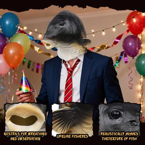 Máscara de Pez de Halloween SINSEN, Máscara Realista de Látex, Disfraz de Animal, Accesorios para Fiestas, para Adultos Unisex - Product Image 5