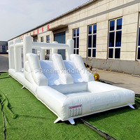 Château gonflable blanc moderne avec toboggan à balles Trampoline gonflable Maison de rebond blanche avec toboggan Combo