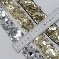 Accessoires de coiffure pour bricolage Tissu décoratif en tulle et dentelle or argent ruban pailleté Broderie Robe Costume Couture Garnitures textiles