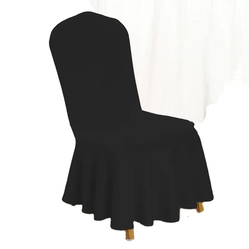 China Precio al por mayor barato Silla Slipcovers Spandex Banquete Silla Cubierta con falda para la decoración de la boda Cubierta de la silla