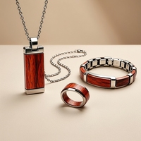 Geometrisches Architektur-Schmuckset aus 316L Edelstahl mit Naturholzeinlage im Minimalistischen Stil, Geschenk für Trauzeugen, OEM-Anpassung Möglich