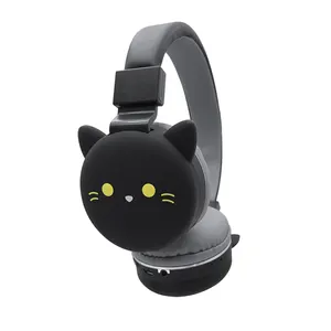 Mini Foldable Cartoon Cute Cat Ear Kids Boy Girl Gift Wireless Headphone Bullet Color With Mic Colored Earphone For Mobile Phone