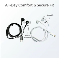Écouteurs filaires Type-C avec micro et contrôle du volume, écouteurs intra-auriculaires stéréo USB-C avec câble anti-nœuds pour iPhone 15 16