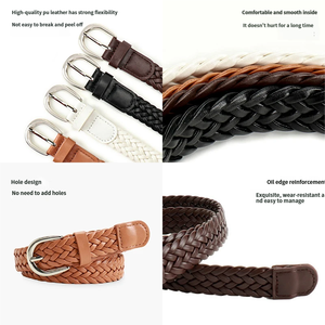 <span class=keywords><strong>Ceinture</strong></span> fine en <span class=keywords><strong>cuir</strong></span> PU tressé style bohème vintage pour <span class=keywords><strong>femme</strong></span> avec <span class=keywords><strong>boucle</strong></span> en alliage, idéale pour robes, plusieurs couleurs – Vente en gros - Product Image 3