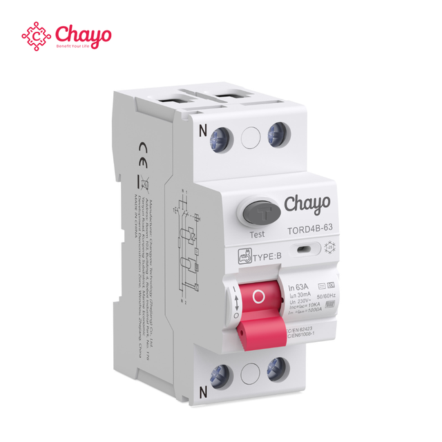 10kA Type B RCD 2P RCCB CB/CE Certificate 63A 30-300mA Residual Current Device Circuit Breaker for Vehicle EV Charging Chayo