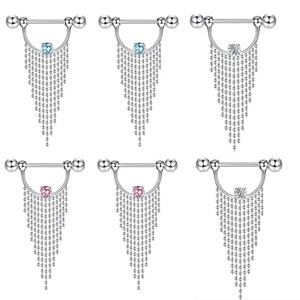 Anillos de Acero Médico para Pezones, Joyería Corporal de Moda para Mujer, <span class=keywords><strong>Piercing</strong></span>, Anillo de Pezón con Borla Colgante - Product Image 2